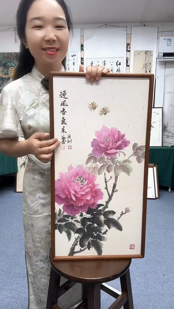 国画35*68实木画框顺丰包邮手绘