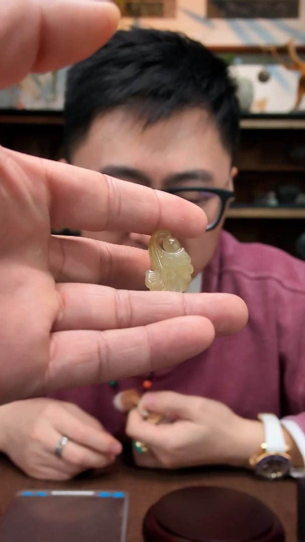 颈饰未镶嵌和田玉01和田玉叶子吊坠ZD编绳