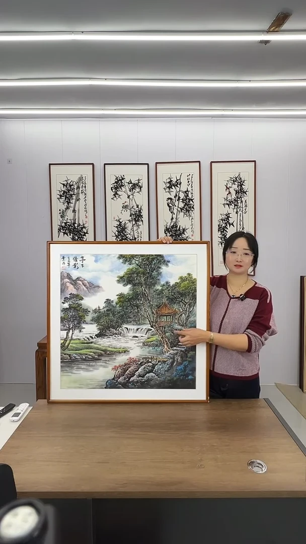 国画80*80 亭下倩影