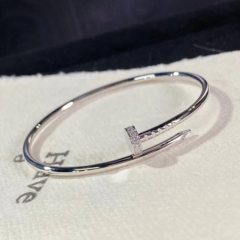 18K金头尾钻细钉子手镯 CZ (定制品质48小时鉴赏期）