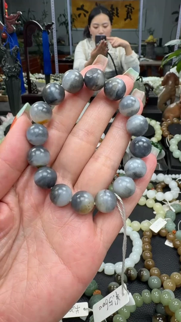 未镶嵌手串和田玉新疆子料青花卡12