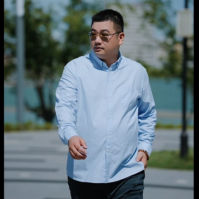 combo/康博【100棉】大码男士秋季爆款高档全棉纯色口袋款长袖衬衫