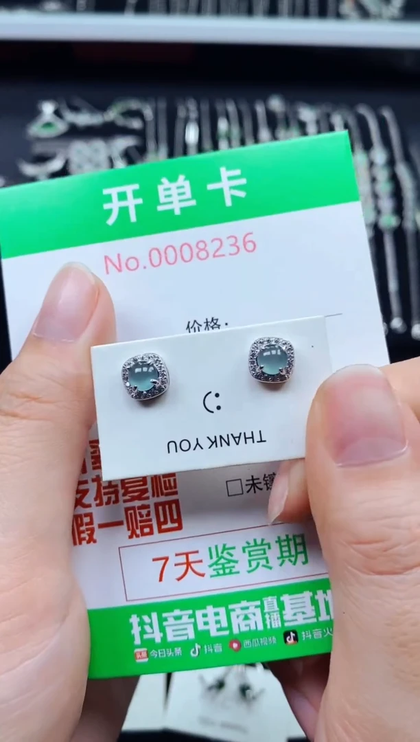 【闪购商品】翡翠耳饰银S925镶嵌8236