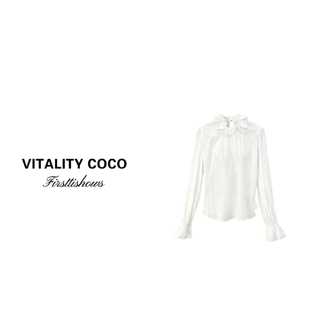 独特漂亮小衫洋气女装法式小众喇叭袖荷包领衬衫休闲衬衣1903