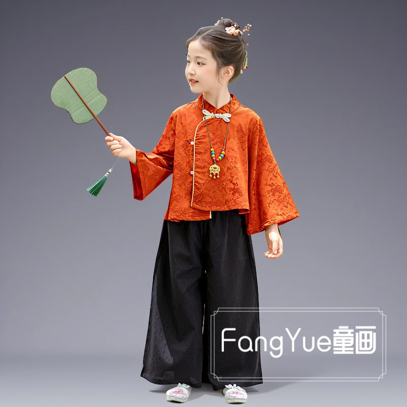 亲子女童新款中大童汉服套装中国风高端儿童古风演出服舞蹈男童秋