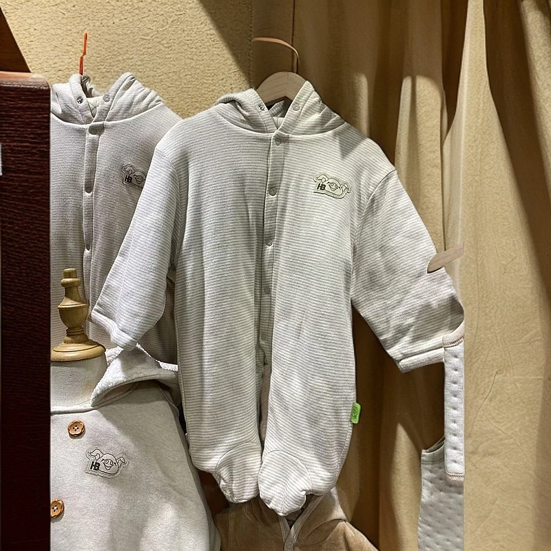 春秋冬夹棉连体婴儿连帽彩棉外出服新生儿 瑕疵款