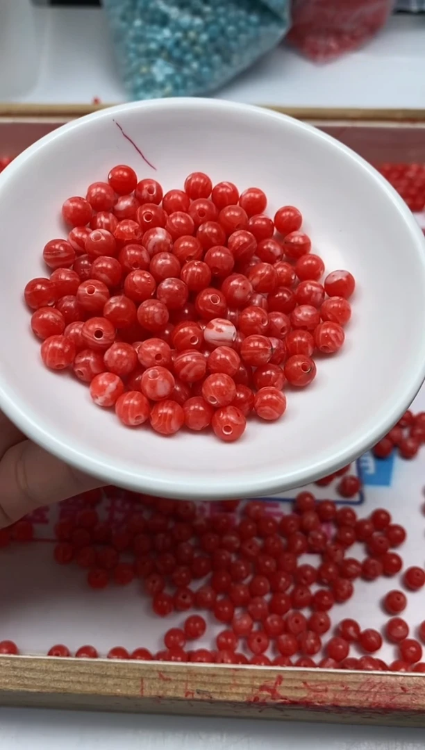 玛瑙/玉髓散珠未镶嵌D623 红纹 石6mm30个8.8元