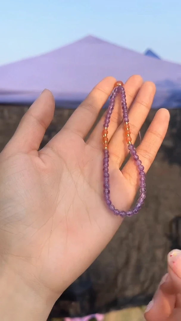 挂链未镶嵌紫晶天然手机链多样性发一mm