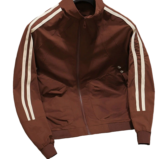 贾鲁萨加高端时尚春秋拼接条纹立领夹克男士潮牌新款休闲痞帅上衣