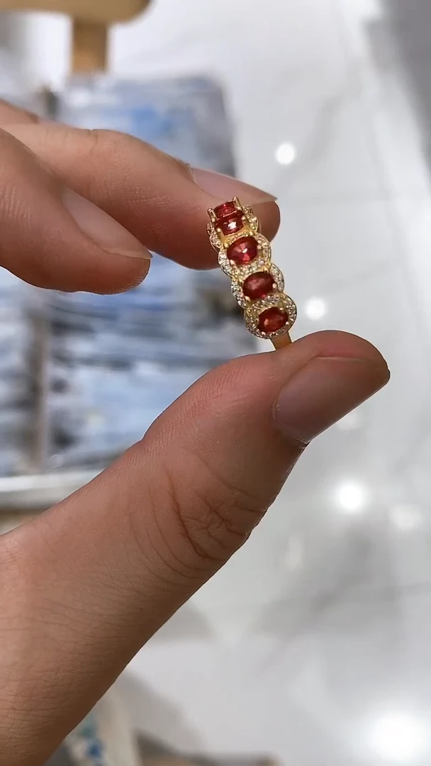 戒指蓝宝石银S925镶嵌戒指