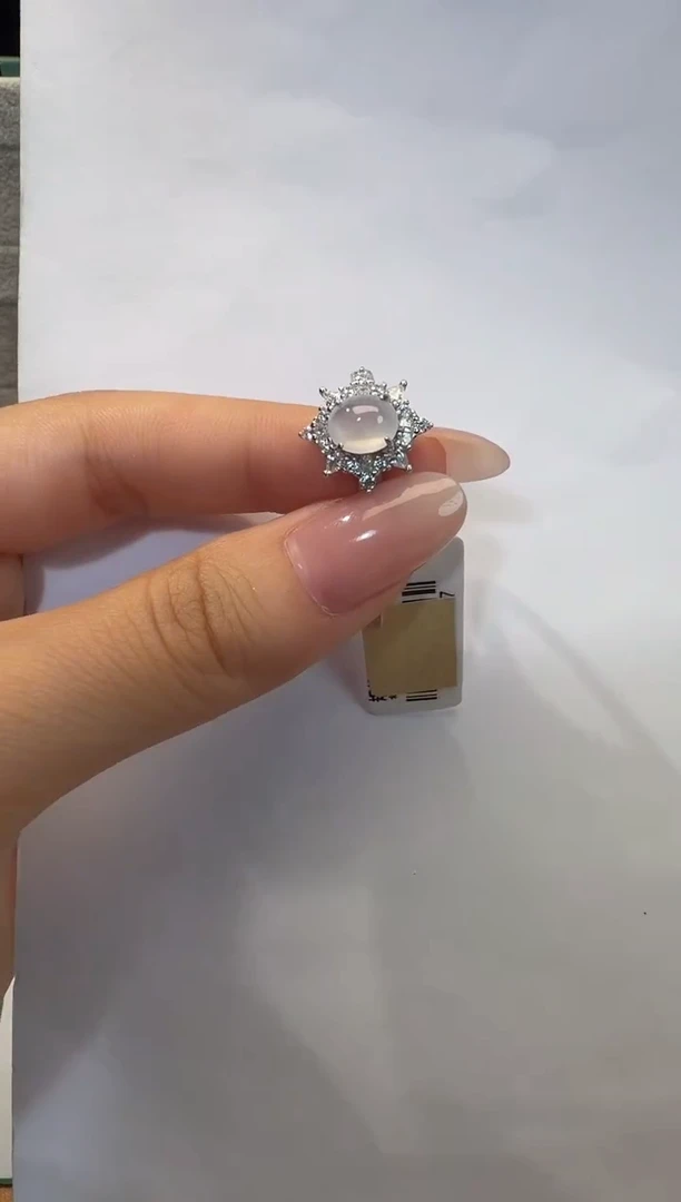 银S925镶嵌戒指翡翠925银镶翡翠戒指镶嵌51