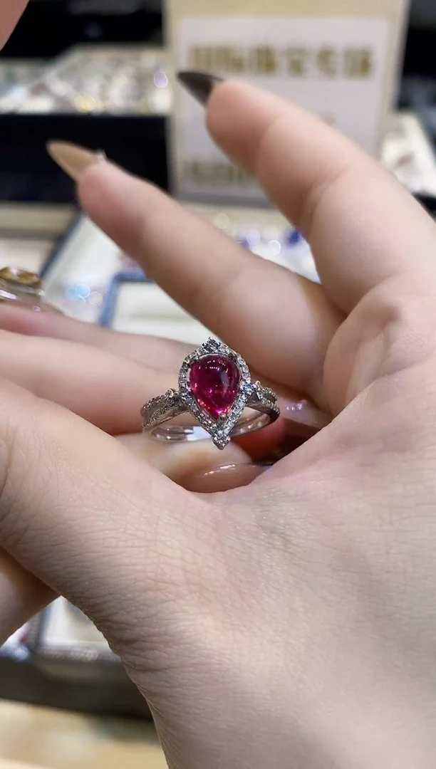 银S925镶嵌戒指定制碧玺楚楚珠宝中古甄选不退换