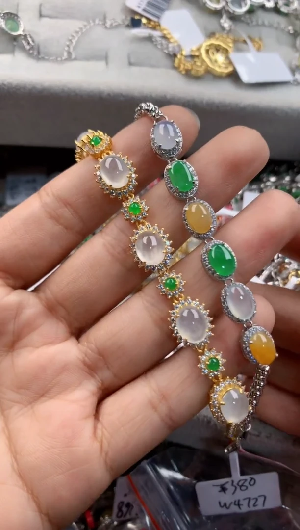 银S925镶嵌戒指翡翠6666----5