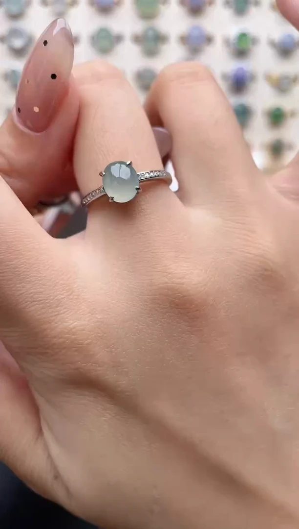 【闪购商品】翡翠戒指银S925镶嵌一物一证一礼盒