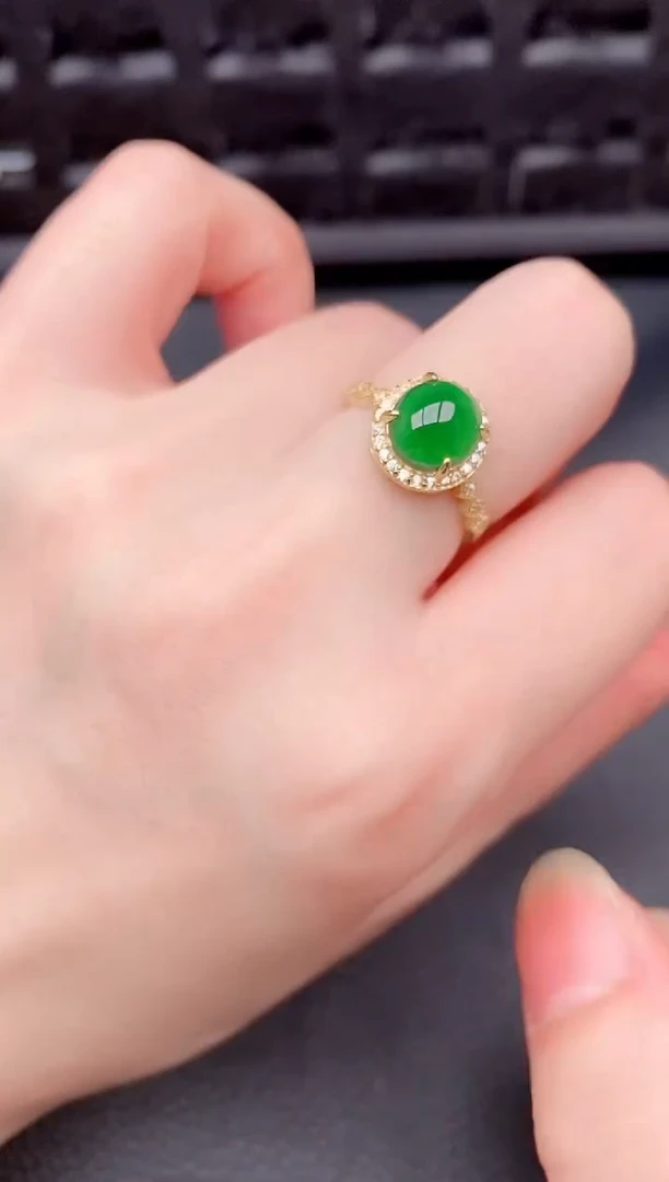 银S925镶嵌戒指翡翠天然a货翡翠170