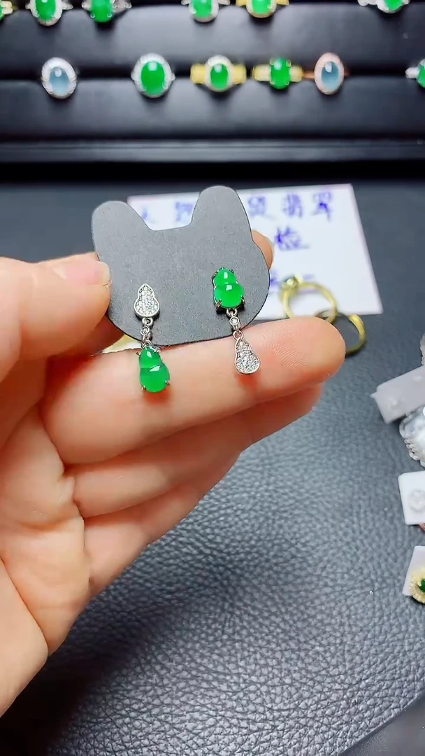 银S925镶嵌戒指翡翠天然翡翠A货s925银镶