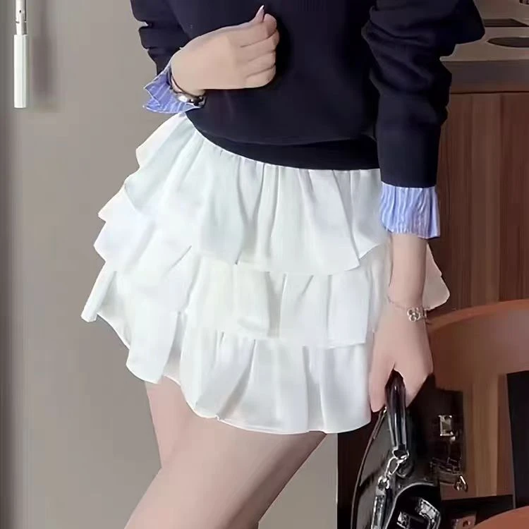 蛋糕裙2025春夏季新款小众设计感压褶蓬蓬松紧腰甜酷灯笼裙