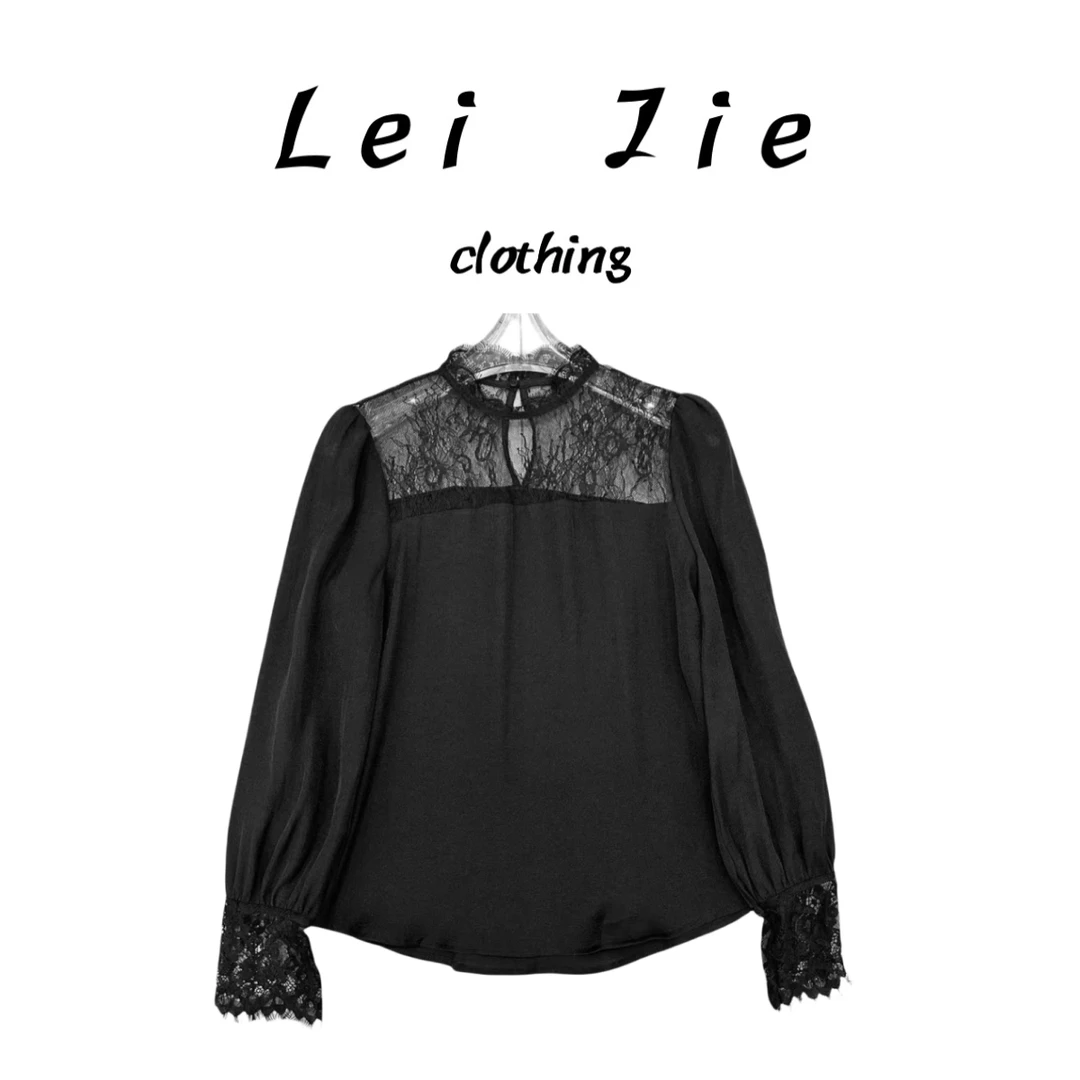 【Lei Jie】“早春新款”蕾丝拼接镂空上衣1203