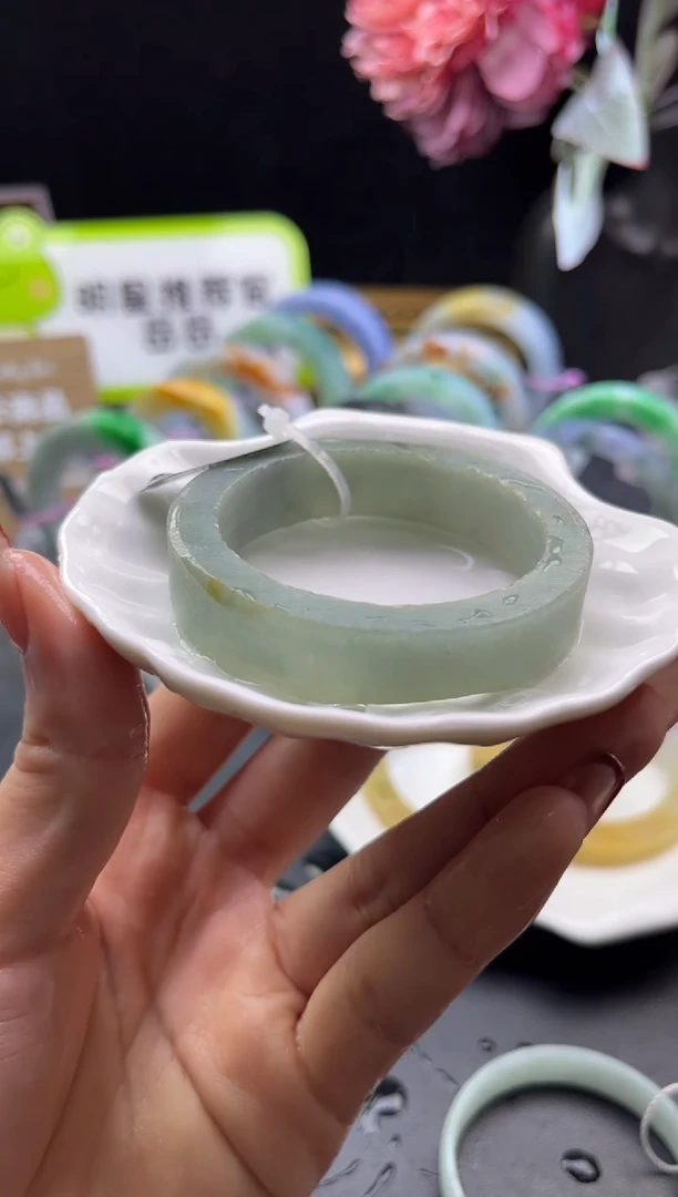 未镶嵌手镯定制翡翠50-53一切二做圆条「定制不退不换」