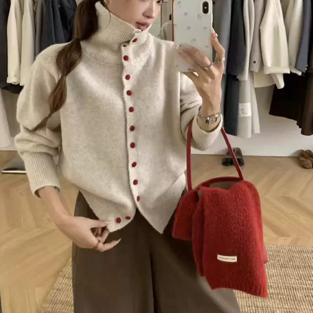 【高品单排扣】软糯糯亲肤ins风 温柔风针织开衫 16531-
