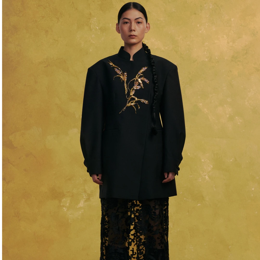 纳福 手工钉珠旗袍裙