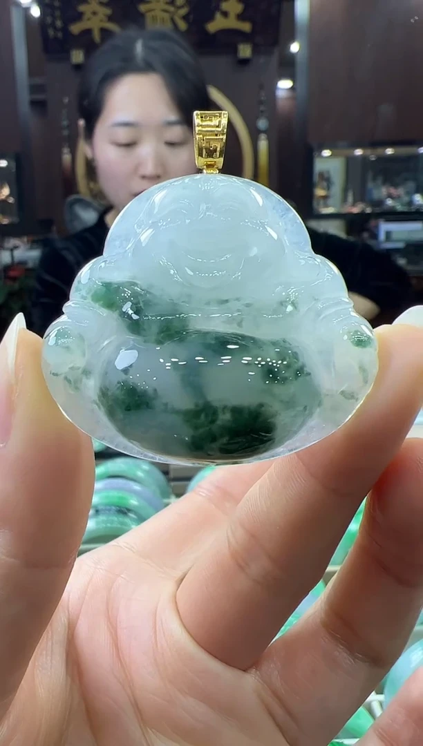 【闪购商品】翡翠挂件18K金镶嵌佛公不含链