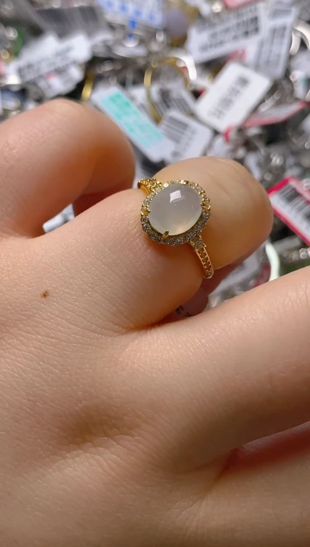 银S925镶嵌戒指翡翠百内无证书