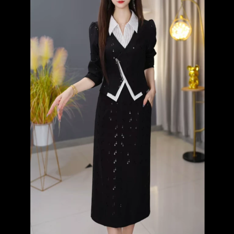 【亿亿衣橱套装定制】C231外套配连衣裙优雅气质减龄显瘦收腰早秋