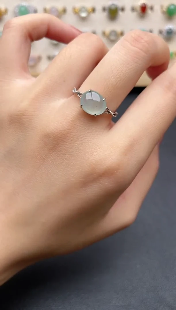 【闪购商品】翡翠戒指银S925镶嵌一物一证一礼盒