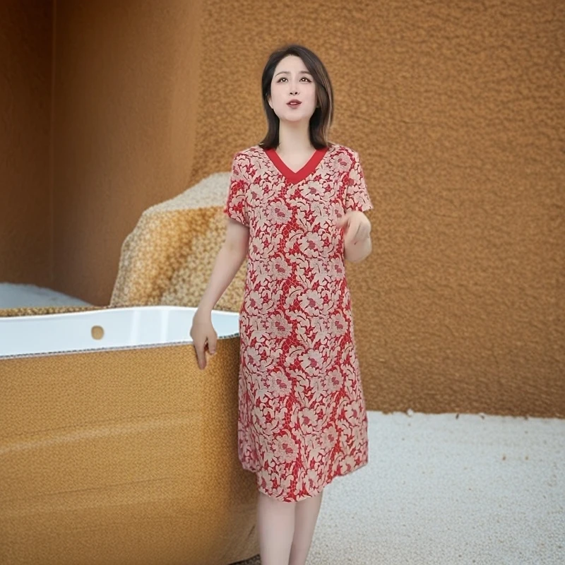 新款25002减龄显瘦裙子气质连衣裙过膝宽松设计师款