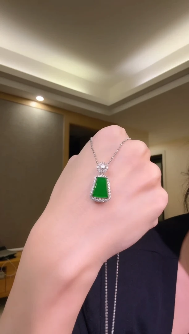 翡翠银S925镶嵌吊坠(不含链)天然翡翠吊坠