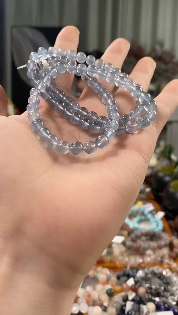 未镶嵌手链水晶无*.蓝兔毛