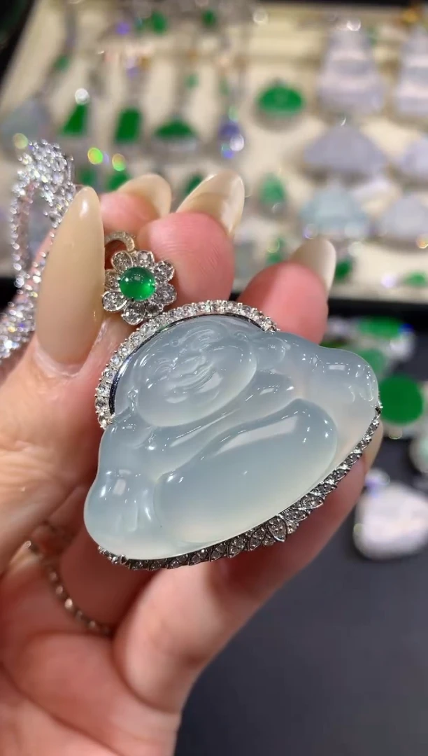 吊坠(不含链)18K金镶嵌翡翠113-佛公