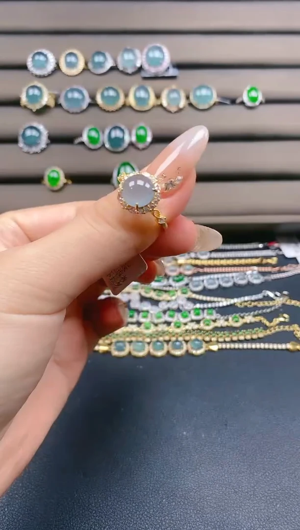 翡翠戒指银S925镶嵌1212