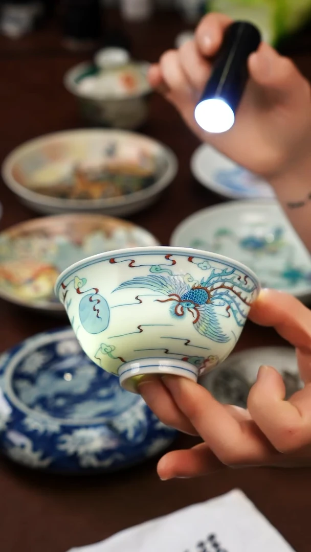 摆件陶景德镇瓷器，青花瓷手绘茶具~