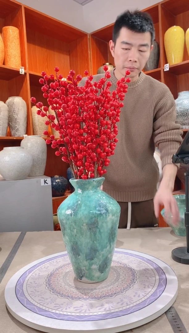 【闪购商品】瓶彩陶三件套大号 陶瓷花瓶 无花