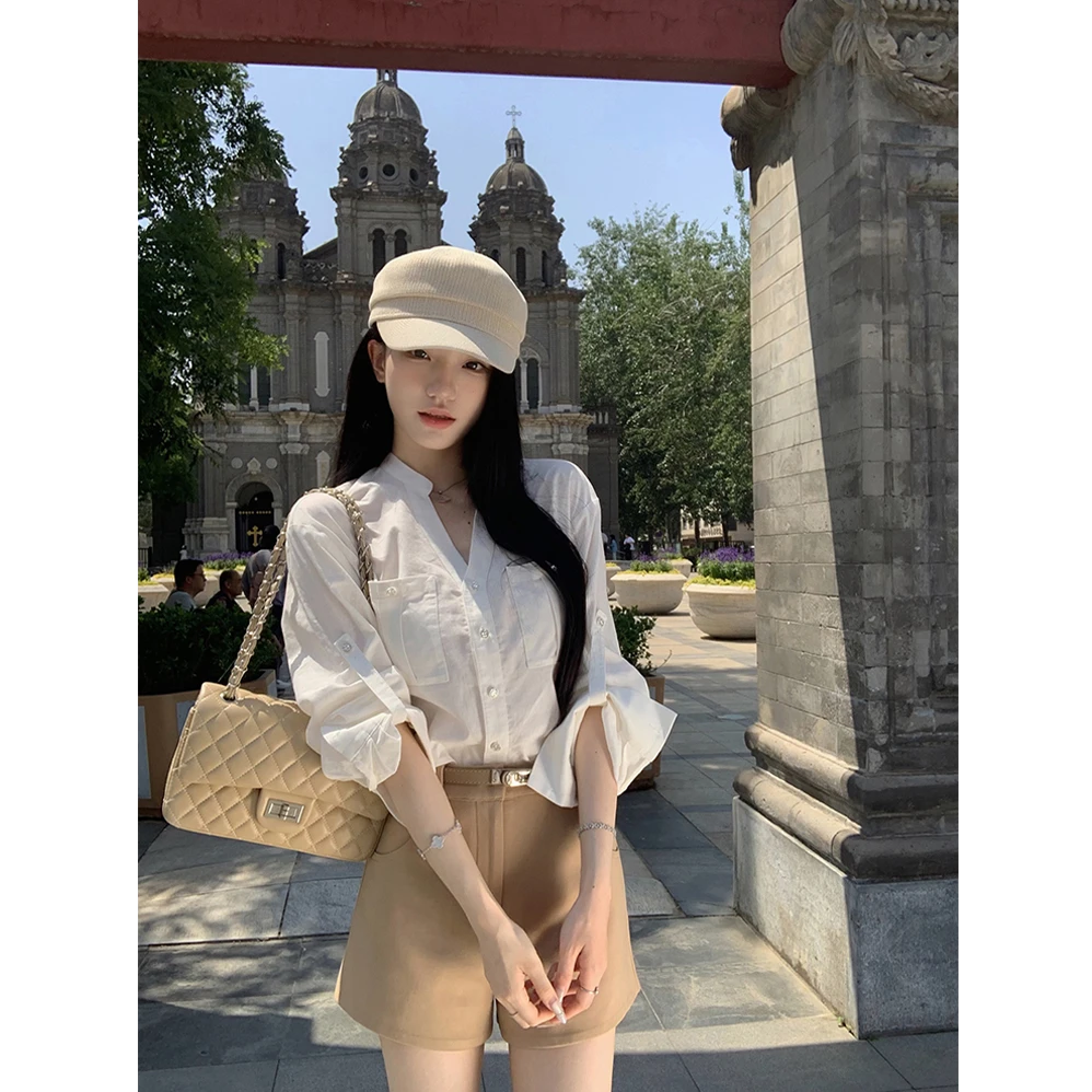 轻奢卡其色气质百搭短裤女夏季新款韩系复古高腰显瘦休闲热裤