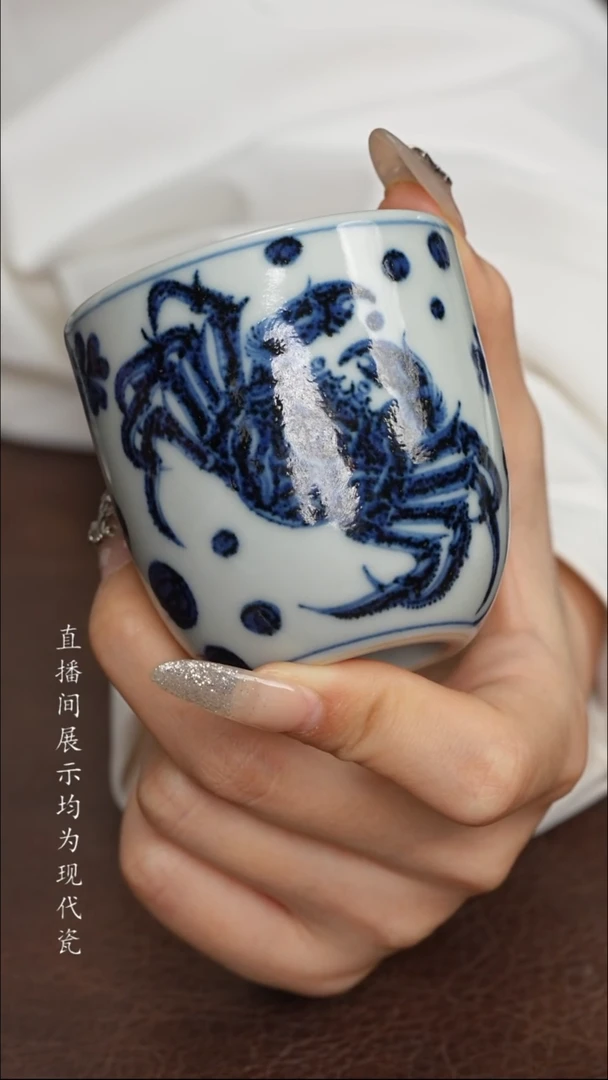 素月明河青花螃蟹