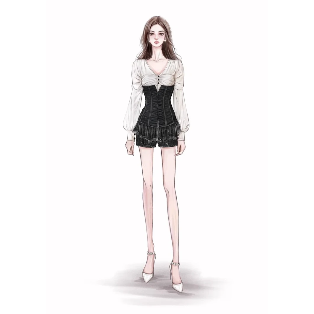 Rose Owner 5折粉丝福利～诺丁山故事法式收褶V字开口上衣腰封套装