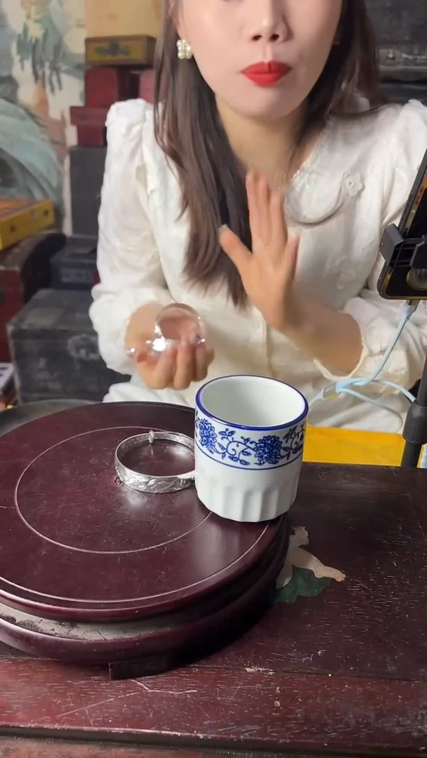 摆件缠枝莲陶瓷杯B807随机一个