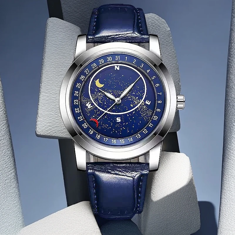 【花都云仓现场拆箱检验】全新夜光防水DO星空蓝商务手表ZR-14