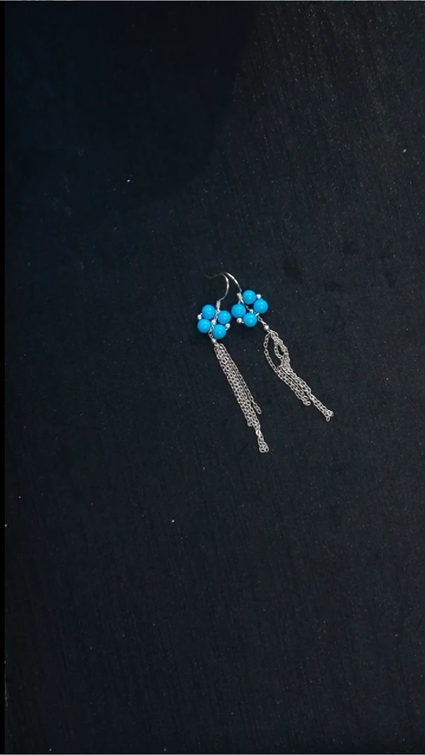 银S925镶嵌绿松石耳环发货一件