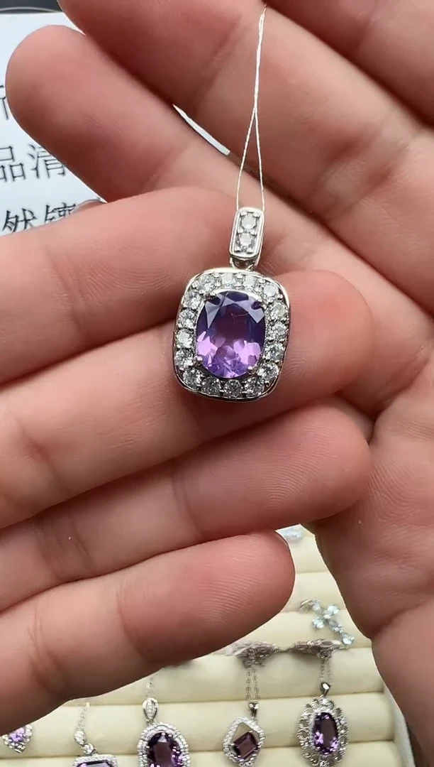 颈饰银S925镶嵌紫晶45