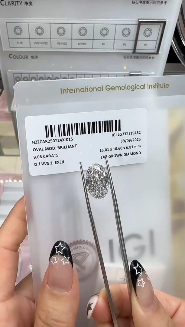 裸石实验室培育钻石@ 9.06ct 先鉴赏，再定制！