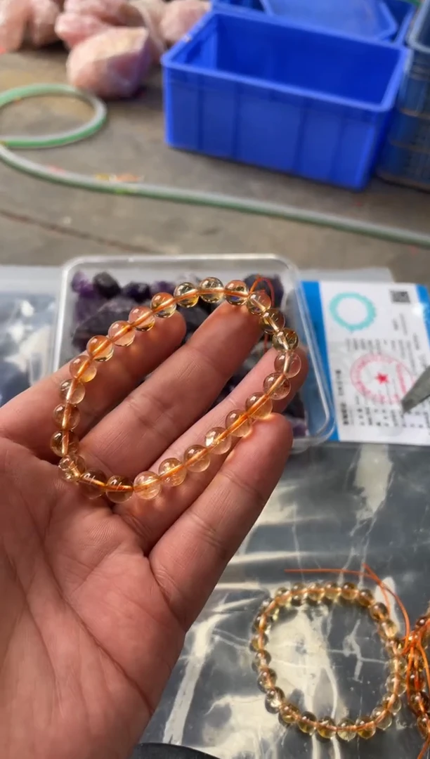 【闪购商品】黄晶卡8mm手串未镶嵌天然黄水晶手串拍2单99发1