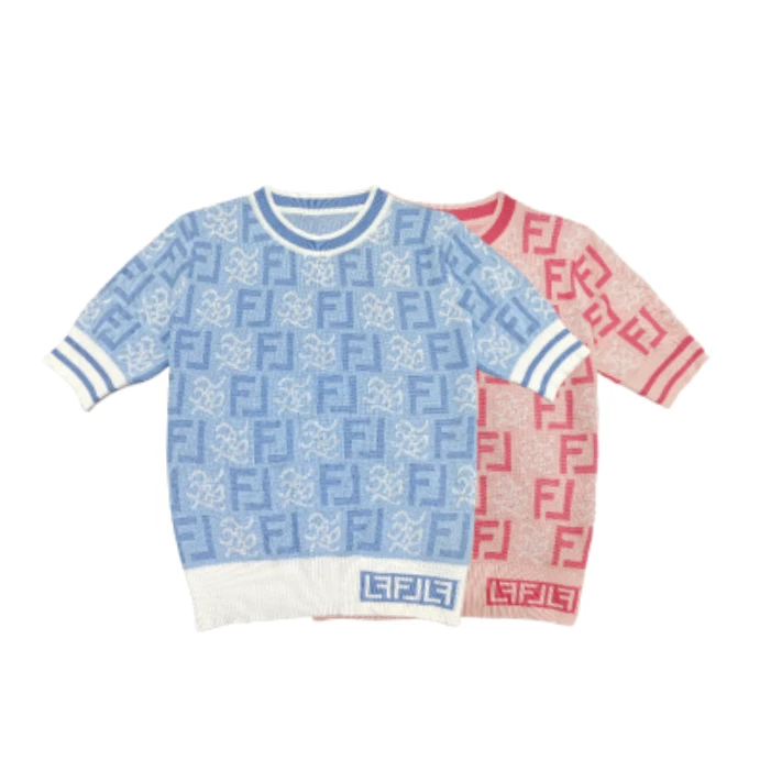 韩版短袖女士2025夏装针织衫新款短袖时尚气质提花小衫上衣X222