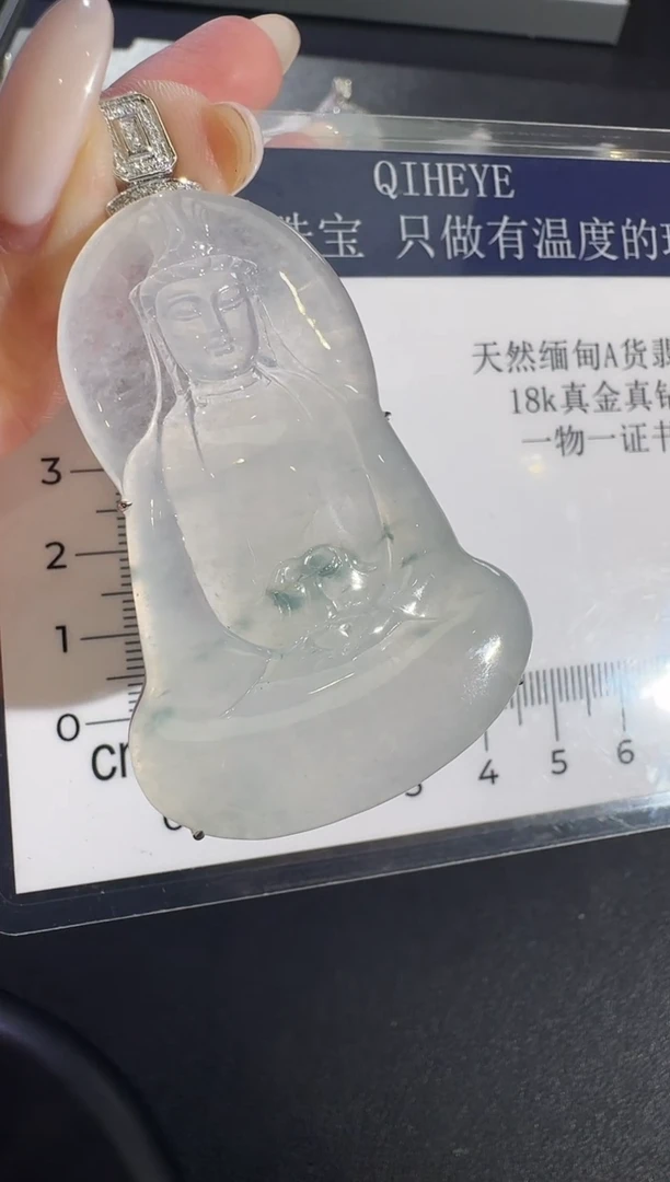 吊坠(不含链)18K金镶嵌翡翠【源头工厂】钻石镶嵌