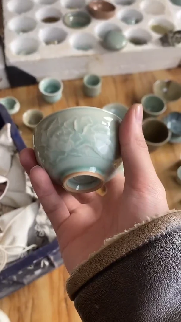 【山隐青瓷】龙窑柴烧杯子    微瑕