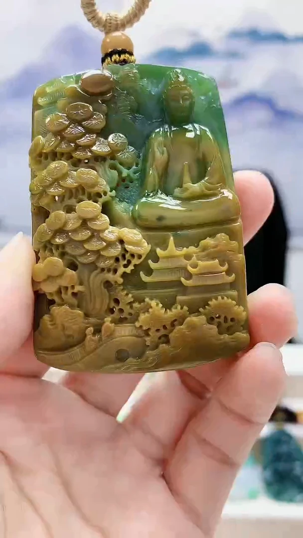 未镶嵌定制翡翠5060lr-毛货挂件23