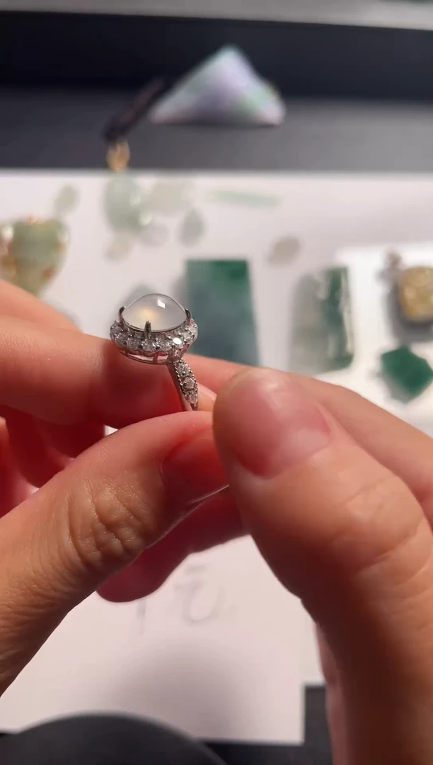 银S925镶嵌戒指翡翠天然A货翡翠不包邮